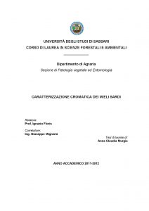 Caratterizzazione cromatica dei mieli sardi